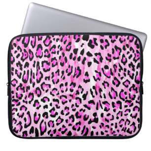 hand draw pink colour seamless leopard pattern / i laptop sleeve