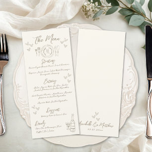 Hand Draw Quirky Whimsical Wedding Menu
