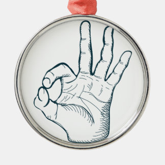 Hand draw sketch vintage okay hand sign metal tree decoration