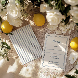 Hand Draw Vintage Blue Handwritting RSVP Card