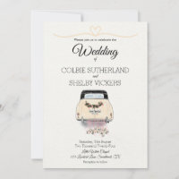 Hand Draw Vintage Car Wedding Invitation