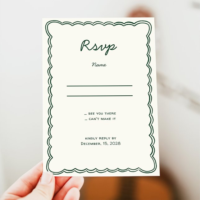 Hand Draw Vintage Green Handwritting RSVP Card (Creator Uploaded)