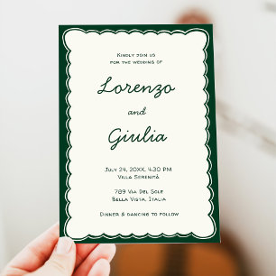 Hand Draw Vintage Green Handwritting Wedding Invitation