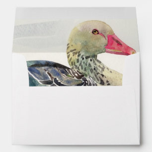 Hand Draw Watercolor Bird, Duck Envelope