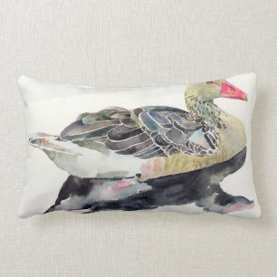 Hand Draw Watercolor Bird, Duck Lumbar Cushion