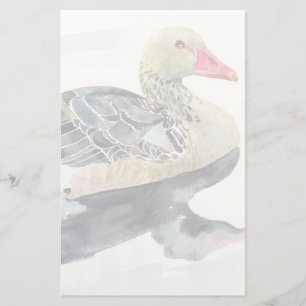 Hand Draw Watercolor Bird, Duck Stationery