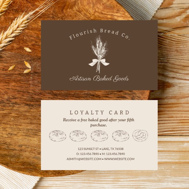 Hand Draw Wheat Bakery Bread Flat Loyalty Card (Creator Uploaded)