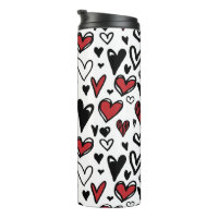 Hand Draw White, Black and Red Heart Shape Travel 