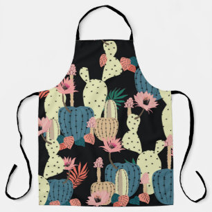 Hand drawing Cactus Plant and flowers Seamless Pat Apron