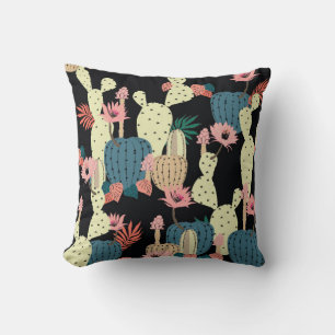 Hand drawing Cactus Plant and flowers Seamless Pat Cushion
