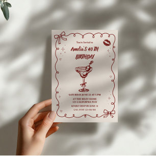 hand Drawing cocktail Birthday party Invitation