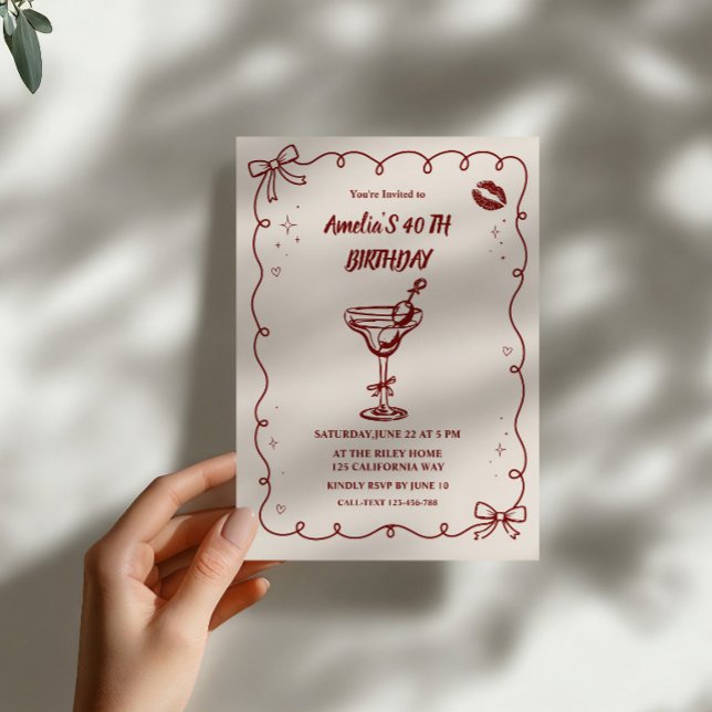   hand Drawing cocktail  Birthday party  Invitation (Creator Uploaded)