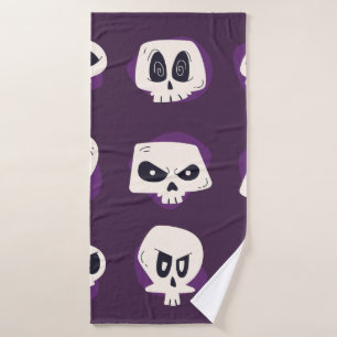 Hand drawing flat dia from the dead skulls collect bath towel