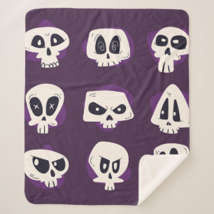 Hand drawing flat dia from the dead skulls collect sherpa blanket