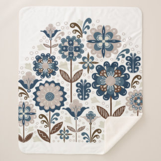 Hand drawing, flowers, bouquets, card, multicolor  sherpa blanket