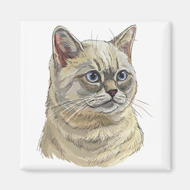 Hand drawing funny British cat Magnet (Front)