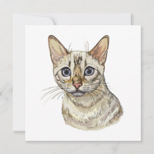 Hand drawing funny Snow bengal cat T-Shirt Throw P