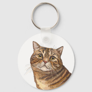 Hand drawing funny Tabby cat Tote Bag Key Ring