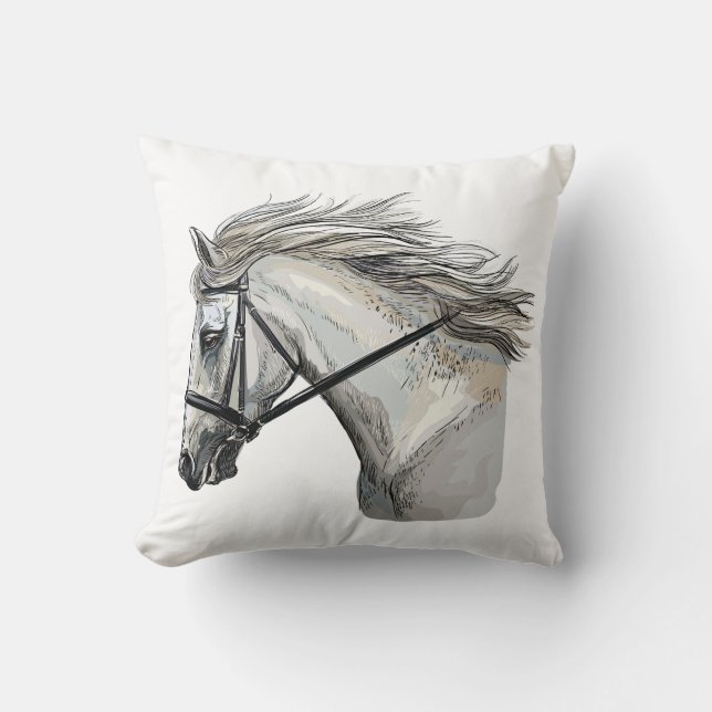 Hand drawing horse with a bridle cushion (Front)