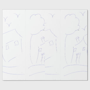 HAND DRAWING HOUSE WRAPPING PAPER