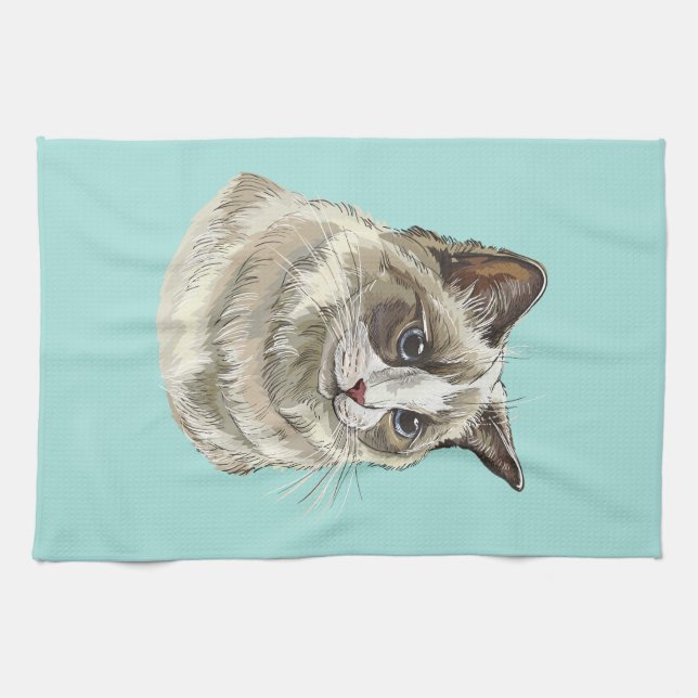 Hand drawing luffy Ragdoll cat Tea Towel (Horizontal)