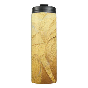 Hand drawing paint gold brush stroke thermal tumbler