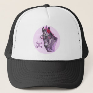 Hand drawing purple Unicorn Trucker Hat