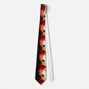 Hand Drawing Skull Neck Tie