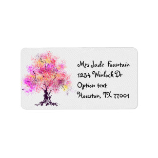 Hand drawing watercolor style abstract tree label