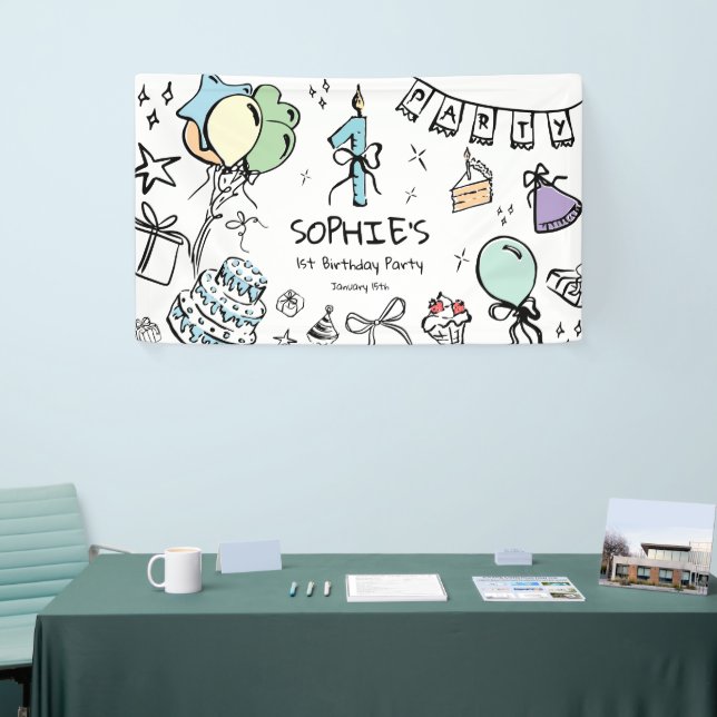 Hand Drawn 1st Birthday Banner (Tradeshow)