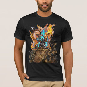 Hand-Drawn 3D Flaming Mythical Weapon - Astra T-Shirt