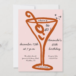 Hand Drawn 40th Birthday Invitation
