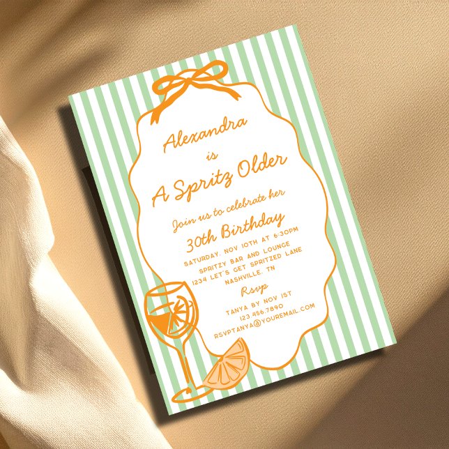 Hand Drawn A Spritz Older Aperol Spritz Birthday Invitation (Creator Uploaded)
