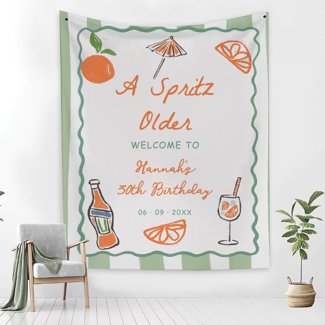 Hand Drawn A Spritz Older Birthday Party Tapestry (Creator Uploaded)