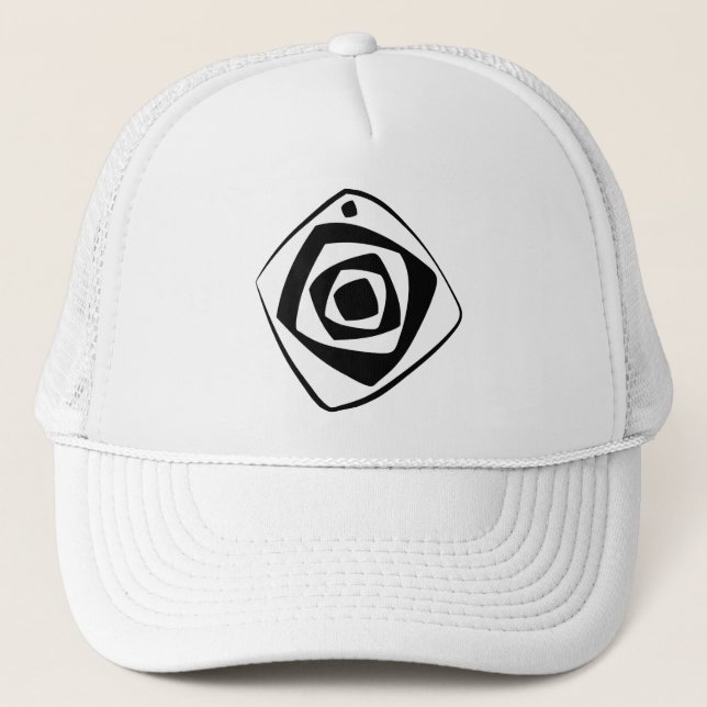 Hand-Drawn Abstract - Art Stunning Geometric white Trucker Hat (Front)