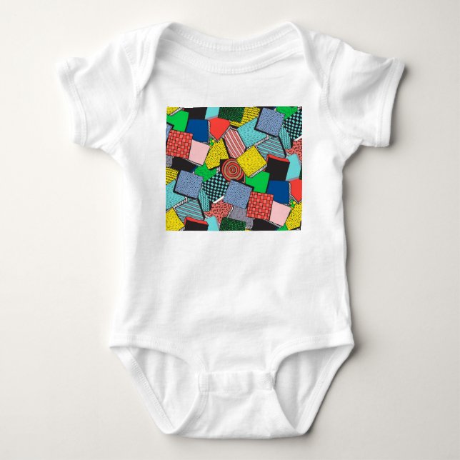 Hand Drawn Abstract Blocks Texture Baby Bodysuit (Front)
