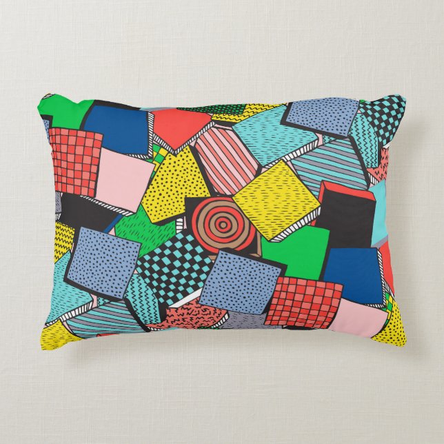 Hand Drawn Abstract Blocks Texture Decorative Cushion (Front)