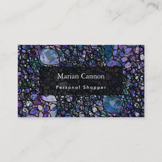 Hand-Drawn Abstract Circles, Blue, Purple, Black Business Card (Front)