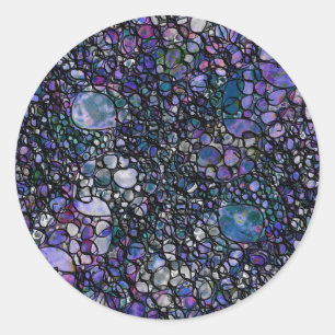 Hand-Drawn Abstract Circles, Blue, Purple, Black Classic Round Sticker