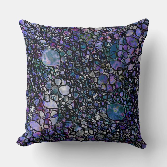 Hand-Drawn Abstract Circles, Blue, Purple, Black Cushion (Front)