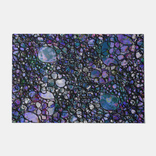 Hand-Drawn Abstract Circles, Blue, Purple, Black Doormat
