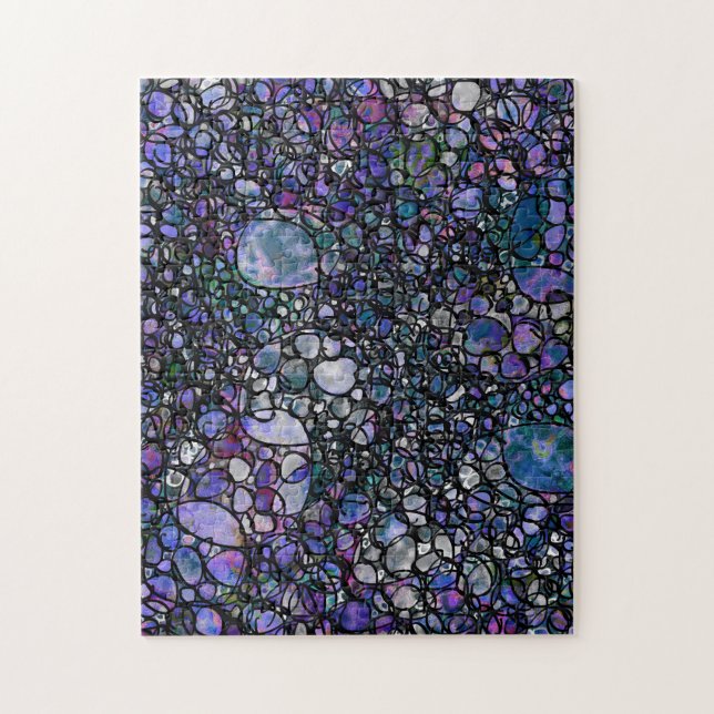 Hand-Drawn Abstract Circles, Blue, Purple, Black Jigsaw Puzzle (Vertical)