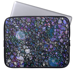 Hand-Drawn Abstract Circles, Blue, Purple, Black Laptop Sleeve