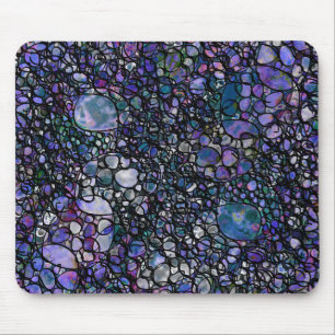 Hand-Drawn Abstract Circles, Blue, Purple, Black Mouse Pad