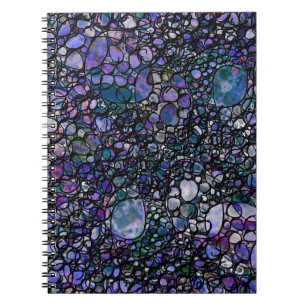 Hand-Drawn Abstract Circles, Blue, Purple, Black Notebook