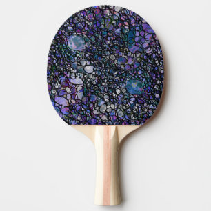 Hand-Drawn Abstract Circles, Blue, Purple, Black Ping Pong Paddle