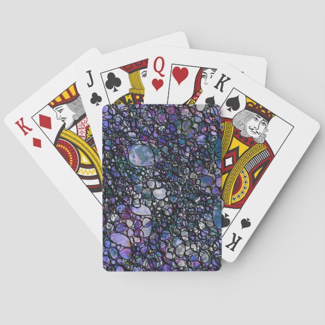 Hand-Drawn Abstract Circles, Blue, Purple, Black Playing Cards (Back)
