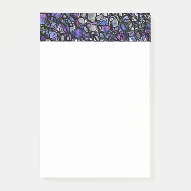 Hand-Drawn Abstract Circles, Blue, Purple, Black Post-it Notes (Front)