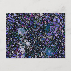 Hand-Drawn Abstract Circles, Blue, Purple, Black Postcard