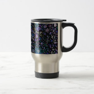 Hand-Drawn Abstract Circles, Blue, Purple, Black Travel Mug